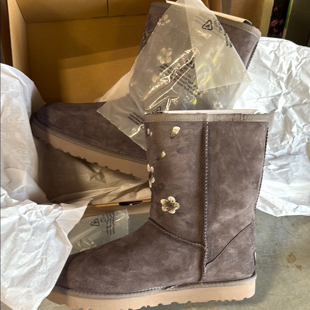 UGG Gray Winter Boots with Suede Finish - Picture 2 of 4